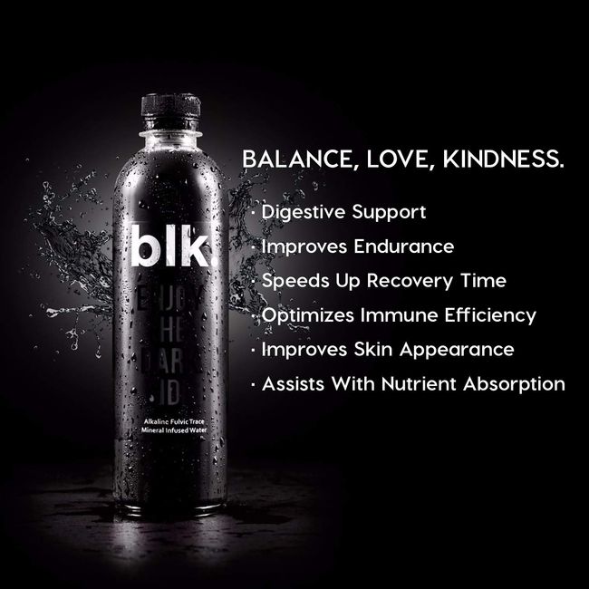 blk. Natural Mineral Alkaline Water, 16.9 oz. (500 mL), 12 Pack, 8 pH  Water, Bioavailable Fulvic & Humic Acid Extract, Trace Minerals,  Electrolytes to