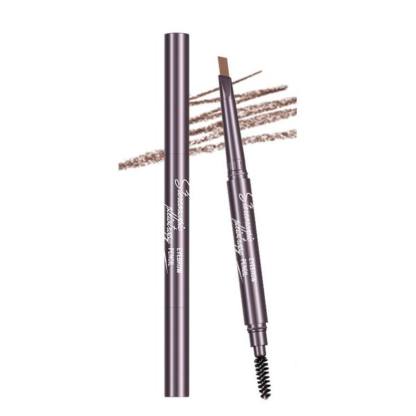 Long Lasting Waterproof Eyebrow Pencil Double Sided Shimmer Light Brown