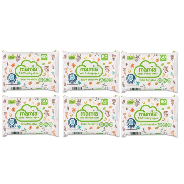 6x Mamia Toilet Training Wipes Extra Sensitive 60 Pack