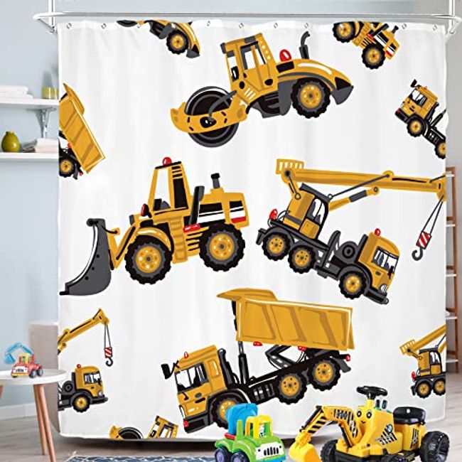 Cartoon Shower Curtain Set, Waterproof Shower Curtain With 12