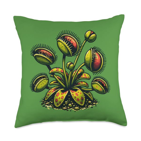 Venus Fly Trap Carnivorous Plant Throw Pillow