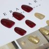 Yienate False Nails Red Round Head Gold Dust French Nails Fake Nails for Women and Girls 24Pcs (Red)