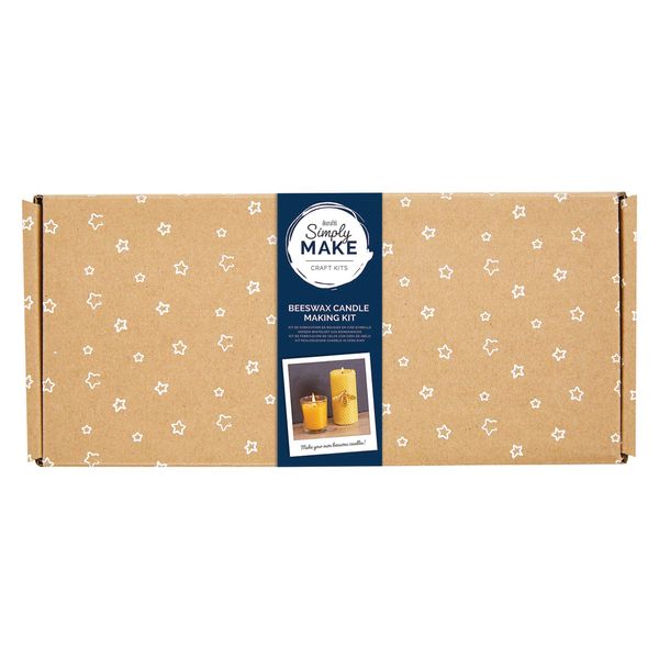 Simply Make - Create Your Own Beeswax Candles Set, Makes 2 Candles, (Votive and Honeycomb Candle), Including Bee Charms