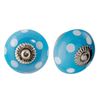 Nicola Spring Ceramic Cupboard Drawer Handle Knobs - Polka Dot Design - Light Blue/White - Pack Of 6
