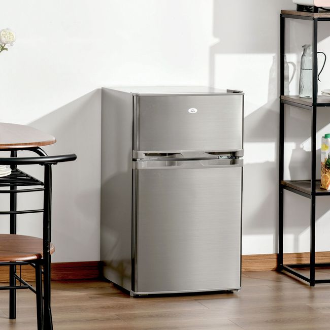 Compact Refrigerator 3 Cu Ft Mini Fridge w/ 2 Doors Removable Shelves Freezer