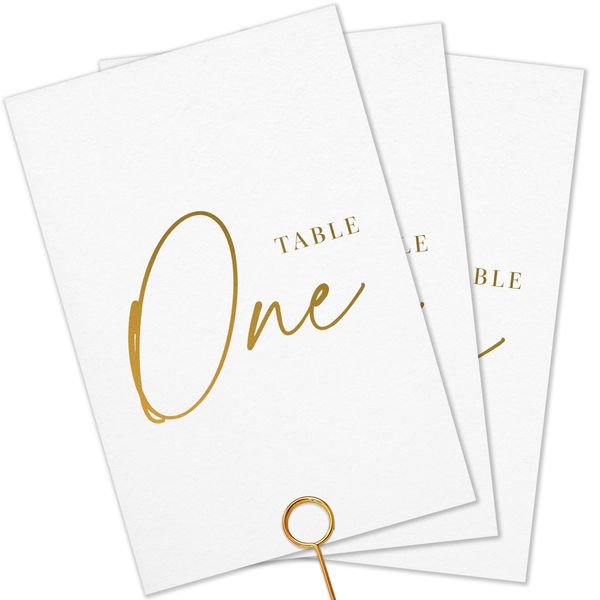 Twistionery Wedding Table Numbers - Gold Table Numbers for Wedding Reception - Table Number Cards - Table Wedding Number Cards - Table Numbers 1-30