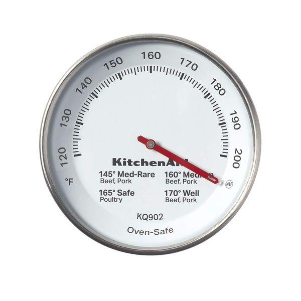 KitchenAid KQ902 Leave-in, Oven/Grill safe Meat Thermometer, TEMPERATURE RANGE: 120F to 200F, Stainless Steel