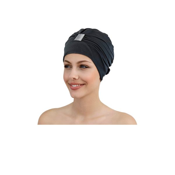 Fashy Women's Exclusive Swim Cap with Strass Accessoire, Black, One Size