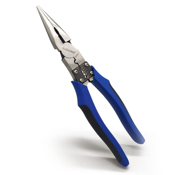 KAIHAOWIN Radio Pliers, 9.4 inches (240 mm), Tapered Pliers, Strong Wire Cutter, All-Purpose Radio Pliers, Precision Crimping Pliers, Long Pliers, Multi-functional Tool