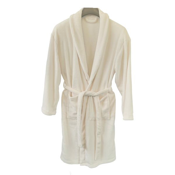 MB Warenhandel24 Unisex Microfibre Sauna Gown Morning Supersoft Fleece Cashmere Touch Coat for Men and Women Available in Various Colours and Sizes, cream