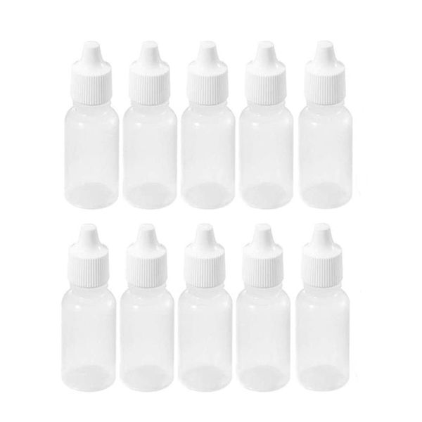 SHUILING 10PCS Plastic Squeezable Dropper Bottles Empty White Clear Dropping Eye Liquid Bottle with Cap Drop Bottles Refillable Squeeze Bottle Dropper Sample 5ML/15ML (5ML)