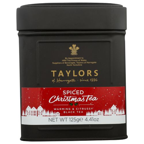 Taylors of Harrogate Spiced Christmas, Holiday Black Tea, Loose Leaf, 4.41 Ounce Tin Caddy, Deep, Festive and Spiced, Caffeinated, Premium Whole Leaf Tea