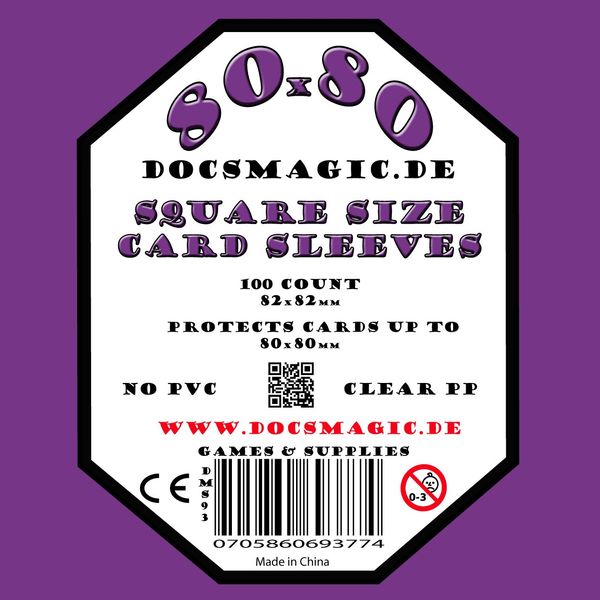 docsmagic.de 100 Medium Square Board Game Sleeves - 80 x 80-82 x 82
