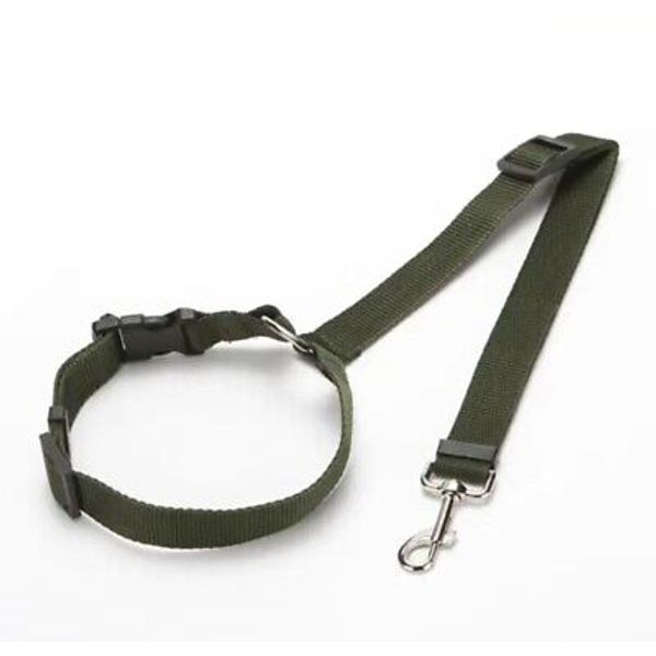 Pet Car Seat Belt OLIVE GREEN - 2 in 1 Leash & Backseat Safety Belt Adjustable