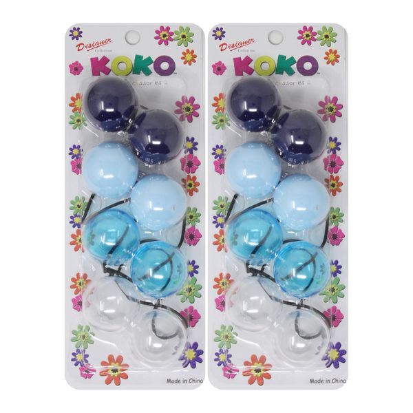 KOKO - Priemum 8 Pcs X-LARGE Bubble ball hair ties. Elastics Ties 32mm Ball Bubble Ponytail Holders. Colorful Elastic Accessories for Baby Kids Children Girls Women All Ages (BLUE MIX)