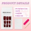 Ceboic 24Pcs False Nails Short, Square Shiny Press On Nails with Glue Stickers, French Pure Color Ballerina Fake Nail, Natural Reusable Full Cover Stick on Nails for Women and Girls (Wine Red)
