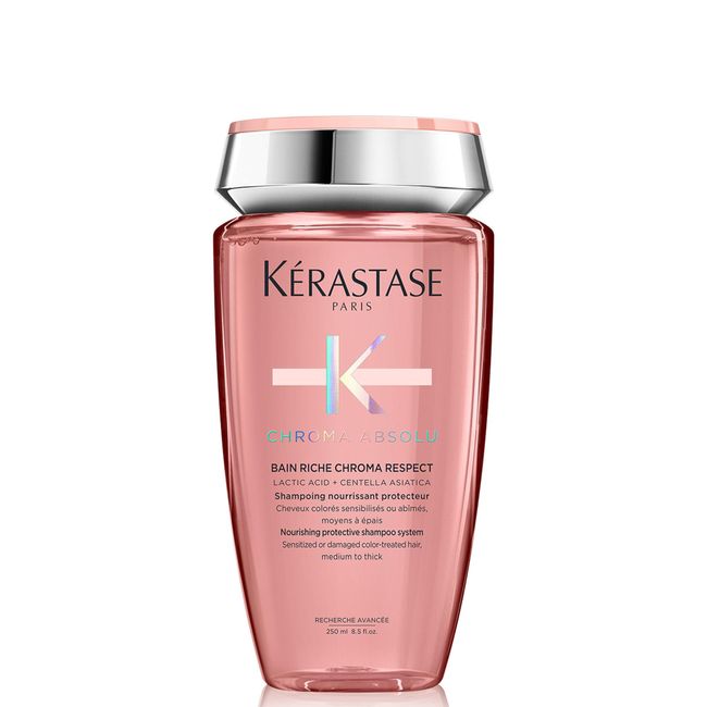 Kérastase Shampoo für strapaziertes oder geschädigtes und coloriertes Haar, Pflegendes Haarbad, Bain Riche Chroma Respect, Chroma Absolu, 250 ml