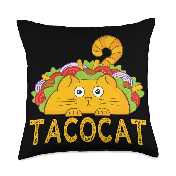 Funny Mexican Taco Cat Tacocat Throw Pillow