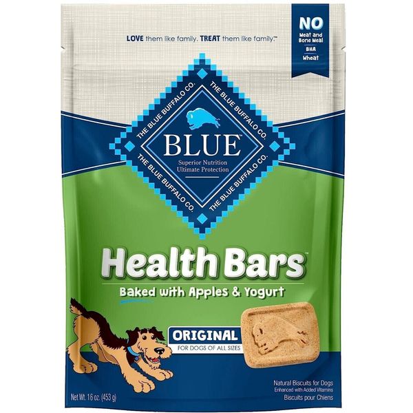 Blue Buffalo Health Bars Natural Crunchy Dog Treat Biscuits Apple & Yogurt 16oz