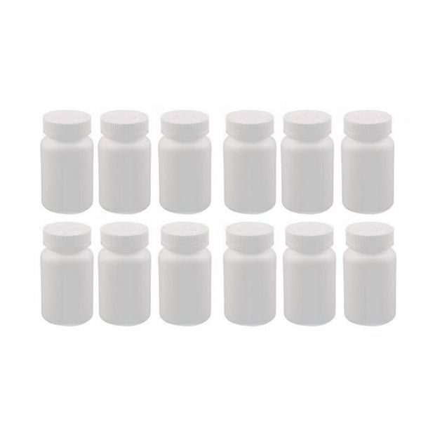 12PCS Plastic Round Container Bottles Storage Holder Dispenser Holder Organizer(White) (150ml)
