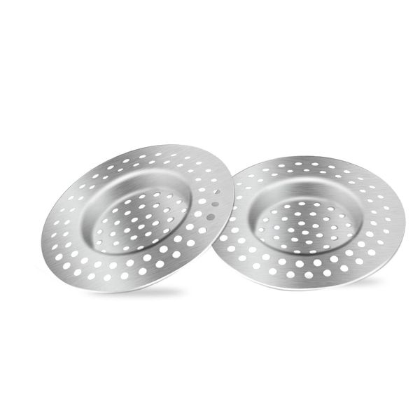 2pcs Kitchen Bathroom Sink Strainer, Stainless Steel Drain Filter, Bath Drain Protector, Shower Drain Cover Hair Trap Catcher Stopper Plug, 2.95 Inch/7.5cm Outer Diameter