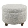 HomePop Transitional Fabric Storage Ottoman with Paisley Floral Pattern in Gray