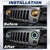 7" LED Headlight Green Angel Eyes For Harley-Davidso