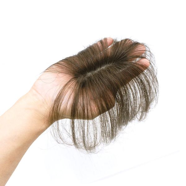 Reizvoll Pat Pon Part Wig, 100% Human H5, Chestnut, Partial Wig Top Piece Hairpiece for Bangs, Hidden Gray Hair, Thin Hair, Streak Bangs, See-through Bangs, PP02, Bangs, Wig, For Parts, Hair