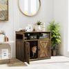 Cat Litter Box Enclosure w/ Double Barn Doors Divider Side Entry Storage Shelf