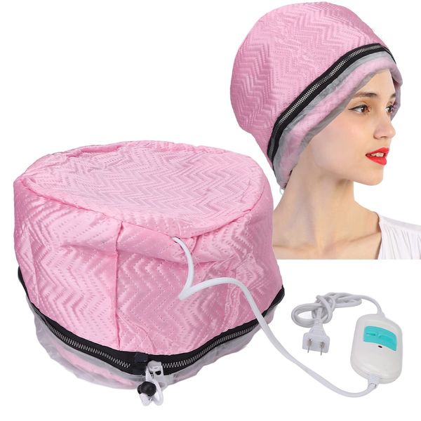 Hair Thermal Treatment Cap, Electric Heating Cap Temperature Adjustable Deep Conditioning Heat Cap Hair Heat Treatment Cap Nursing Cap Hair Heat Treatment Cap for Hair Care US Plug 110‑220V