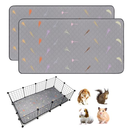 LWYMX 2Pcs Guinea Pig Cage Liners,Guinea Pig Fleece Cage Liners24''X48'' Super Absorbent Washable Pee Pads Reusable for Rabbit Hamster Chinchilla