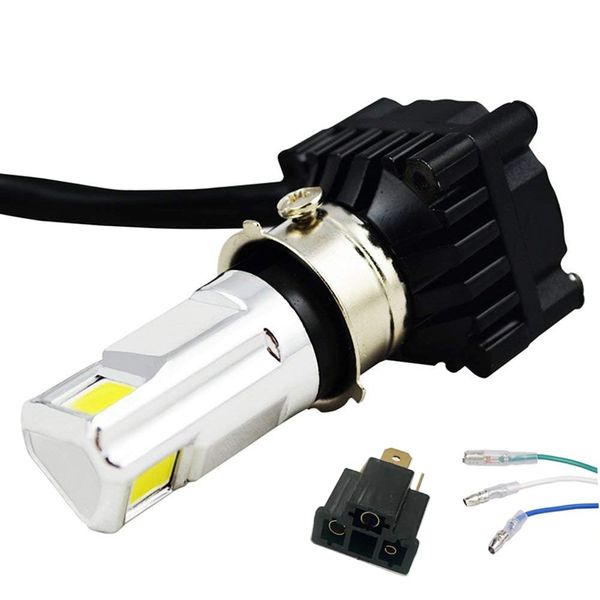 Motorcycle LED Headlight, 30W, H4, H6, PH7, PH8, Hi/Lo Switchable, LED Headlamp, DC & AC, 9-65V, 6000K, 3000LM Giboshi Terminal, H4 Plug Included, Instruction Manual (English Language Not Guaranteed)