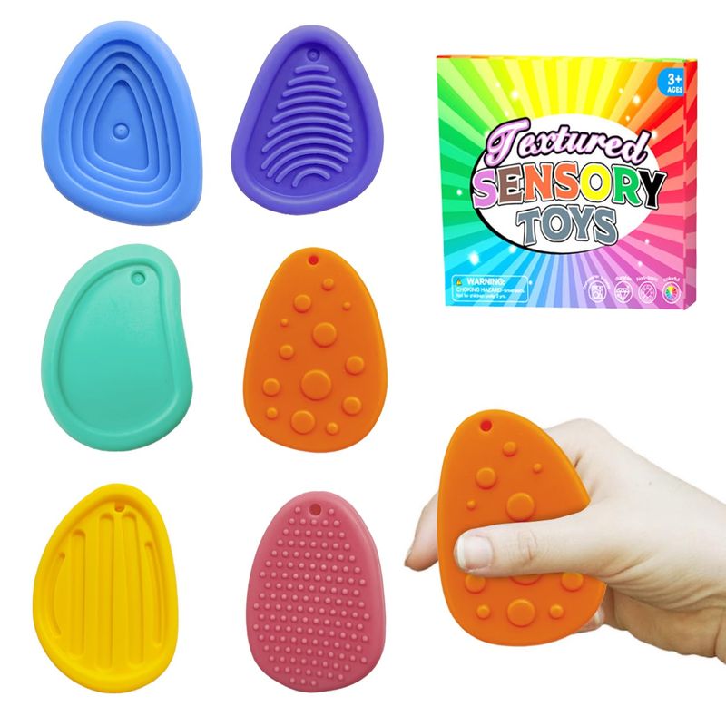 6 Pierres Sensorielles Fidget En Silicone – Jouets Anti-Stress Texturés Pour Adultes Et Enfants, Idéal TDAH/Autisme