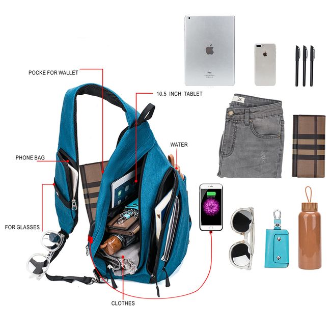 OutdoorMaster Sling Bag - Crossbody Backpack for Women & Men Gray