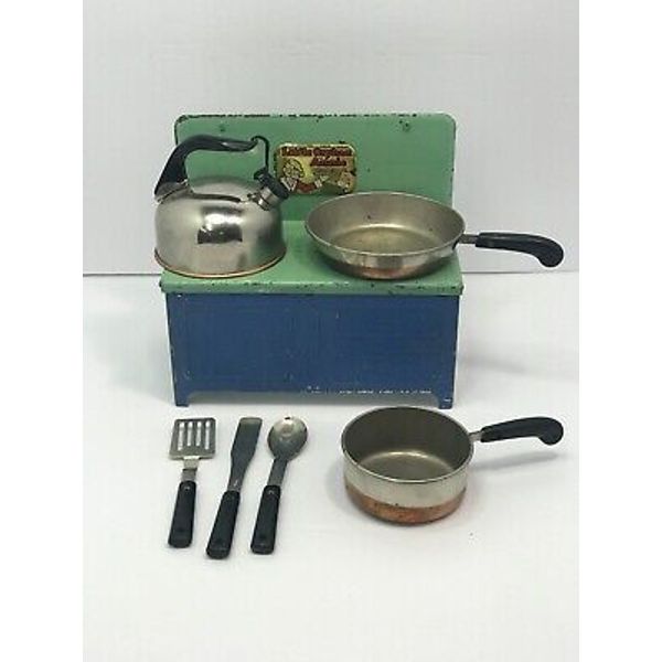 Line Mars Toy Japan Cookware Teapot Utensils Little Orphan Annie Tin Stove READ