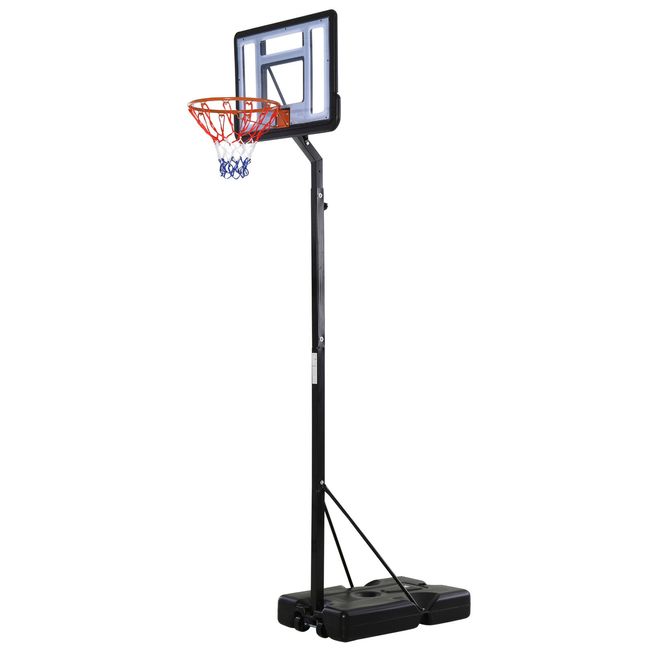 Basketball Hoop, Height Adjustable Pole with Roller Base, Black, 1