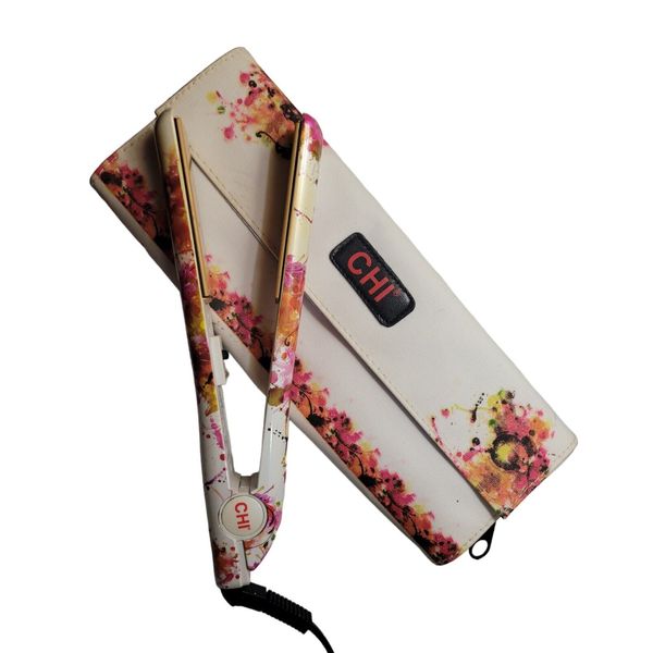 Chi Limited Edition Floral 1" Ceramic Hair Straightener With Heat Resistant Bag