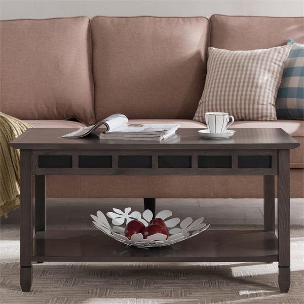 Leick Home Favorite Finds Wood Coffee Table in Smoke Gray Oak and Espresso