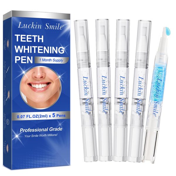 Teeth Whitening Pen,4 Whitening Pens,1 Desensitising Pen,20% Pap Natural Teeth Whitening Gel,100% Natural Formula, Dentist Formulated, Non-Toxic, Easy to Use,2 Weeks Fast Whitening