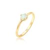 Elli Women's Genuine Jewellery Band Ring Basic Synthetic Opal Geo in 925 Sterling Silver, 56, Sterling Silver, Opal