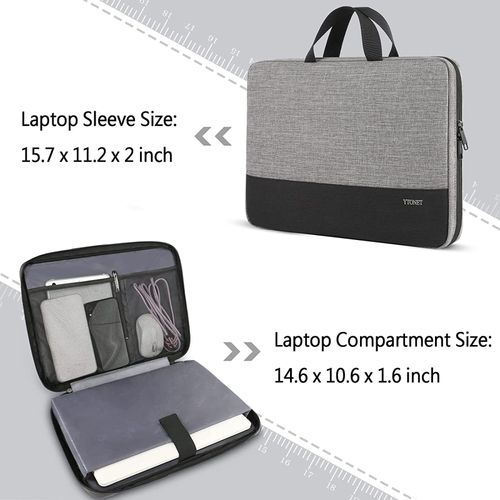 Ytonet Laptop Case, 15.6 inch TSA Laptop Bag Laptop Sleeve Water Resistant Computer Case Laptop Carrying Case Compatible for Lenovo, HP, Dell, Asus Notebook, Gifts for Men Women, Grey