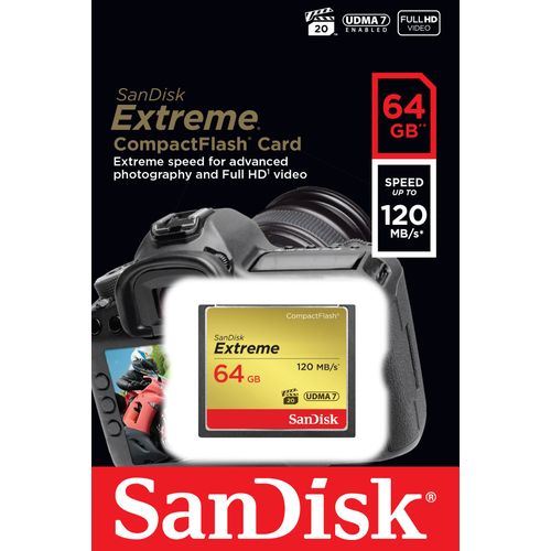 SanDisk Extreme CompactFlash UDMA7 64GB up to 120 MB / s memory card