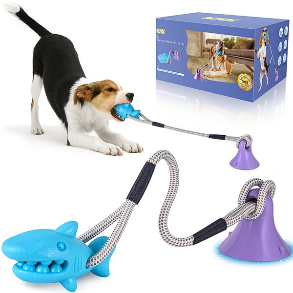 KXK Suction Cup Dog Toys, Dog Toys for Aggressive Chewers, Tug of War Rope Toy, Interactive Mentally Stimulating Enrichment Toy, Pull Dog Toys for Teeth Cleaning, Food Dispensing, Training