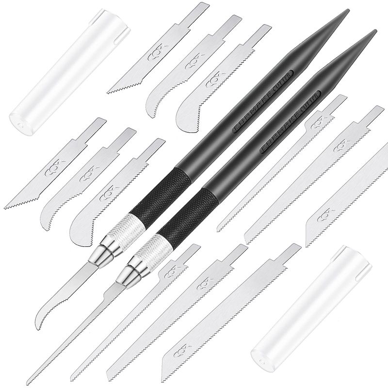 Mini Hand Saw Model Craft Blade Tools Razor Set 2 Handles with 12 Craft ...