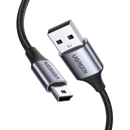 UGREEN USB Mini-B Cable Charging Cable USB A Male to Mini USB Male Nylon Compatible with PS3 Game Controller, External Hard Drive, Dash Cam, Microphone, etc. (1 m)