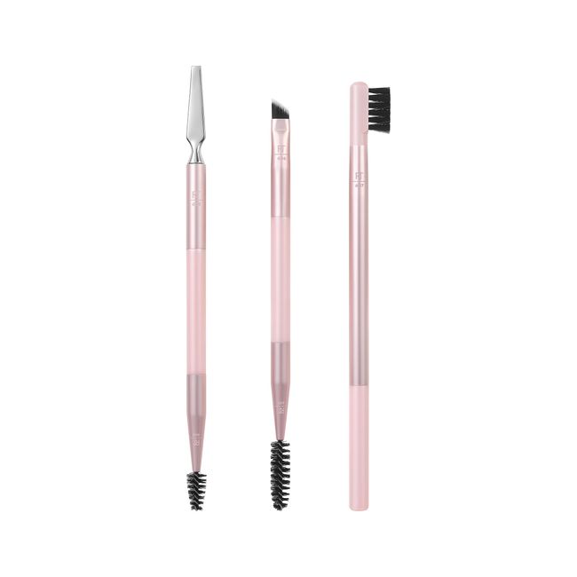 Real Techniques Augenbrauen-Styling-Set, zum Anheben und Stylen, Doppelendig, komplettes Set für Augenbrauen, volle laminierte oder natürliche Augenbrauen, Mehrzweck-Werkzeuge, 3-teiliges Set