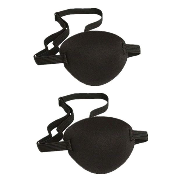 RUITASA 2 Pcs Adult Kid's Black Adjustable Soft and Comfortable Pirate Eye Patch Single Eye Mask for Amblyopia Lazy Eye