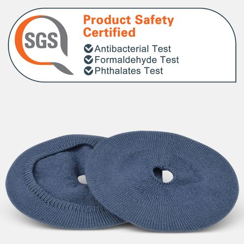 Geekria 2 Pairs Flex Fabric Headphones Ear Covers - Product Safety Certified - Washable & Stretchable Sanitary Protectors for Over-Ear Headsets, Sweat Pads for Gym, Gaming (Size L/Blue)