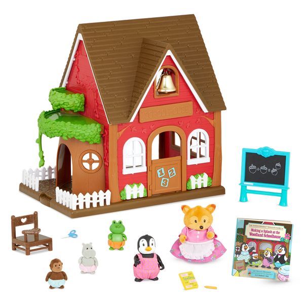 Lil Woodzeez – Toy Figures Playset – Miniature School Playhouse – Stackable – Storybook & Posable Figures Bundle – 3 Years +