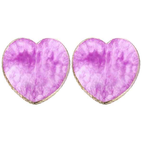 PATIKIL Resin Nail Art Palette Set of 2 Nail Polish Mixing Palette Heart Shape Gel Makeup Display Board Palette Paint Tray Drawing Color Dish Holder Purple